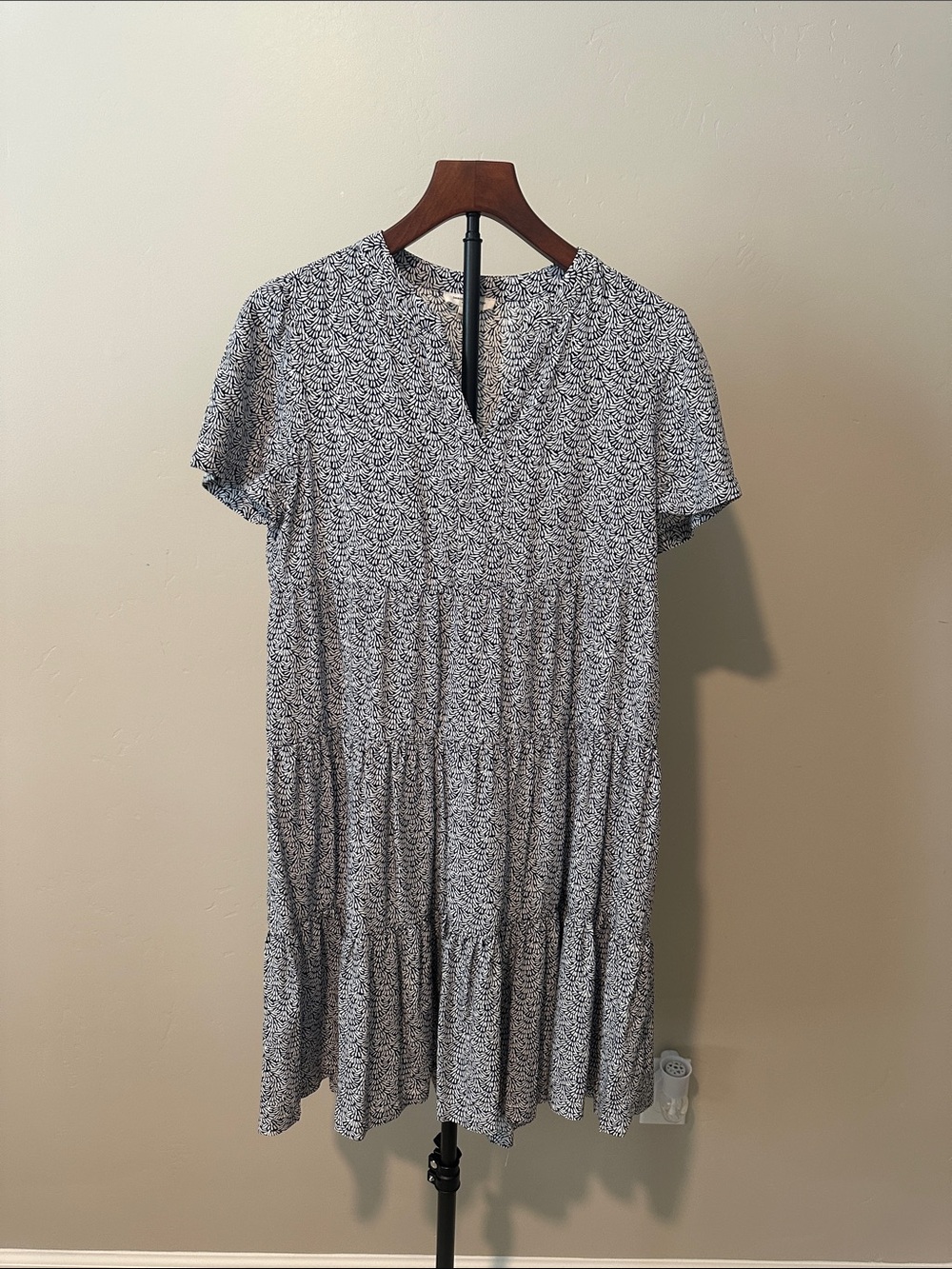 beachlunchlounge Black & White Printed Tiered Mini Dress